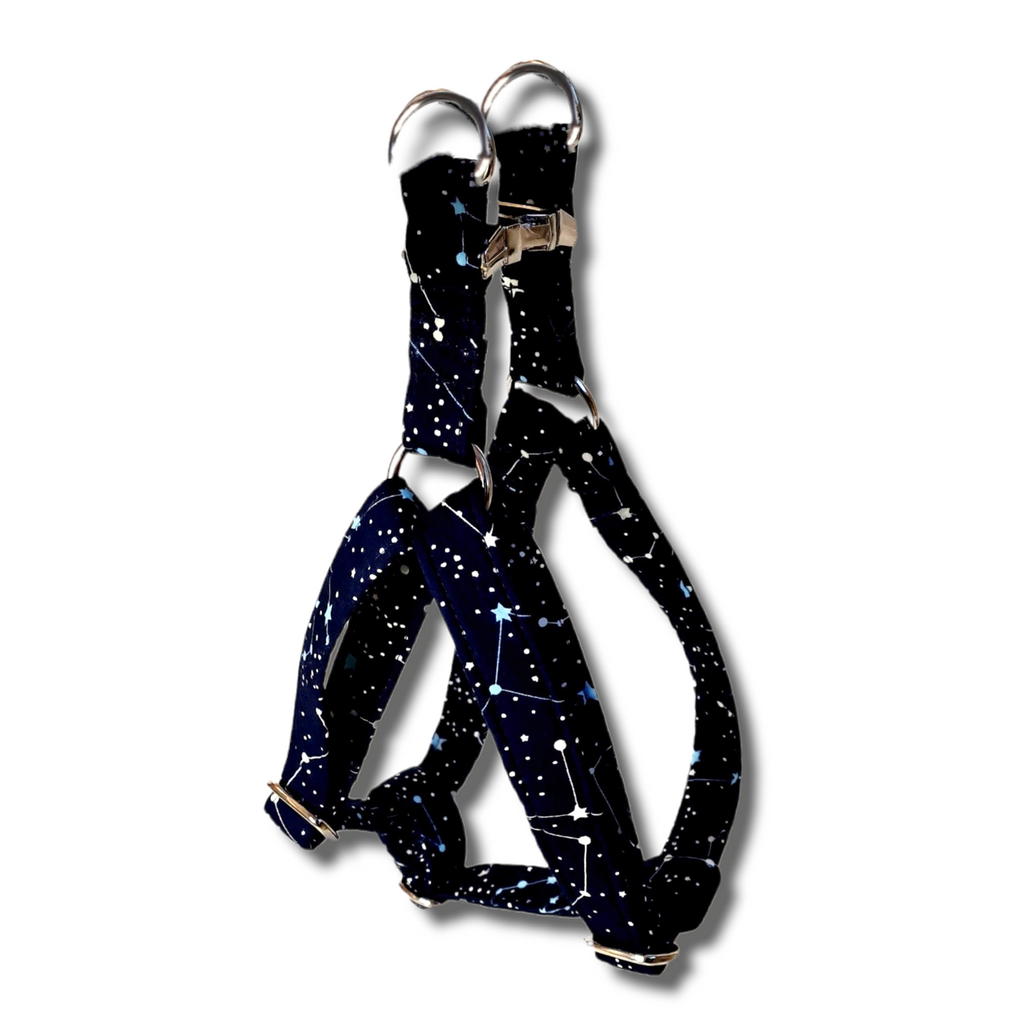Adjustable step in dog harness - constellation, celestial print