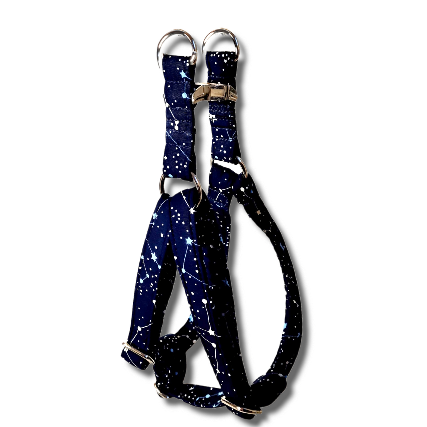 Adjustable step in dog harness - constellation, celestial print