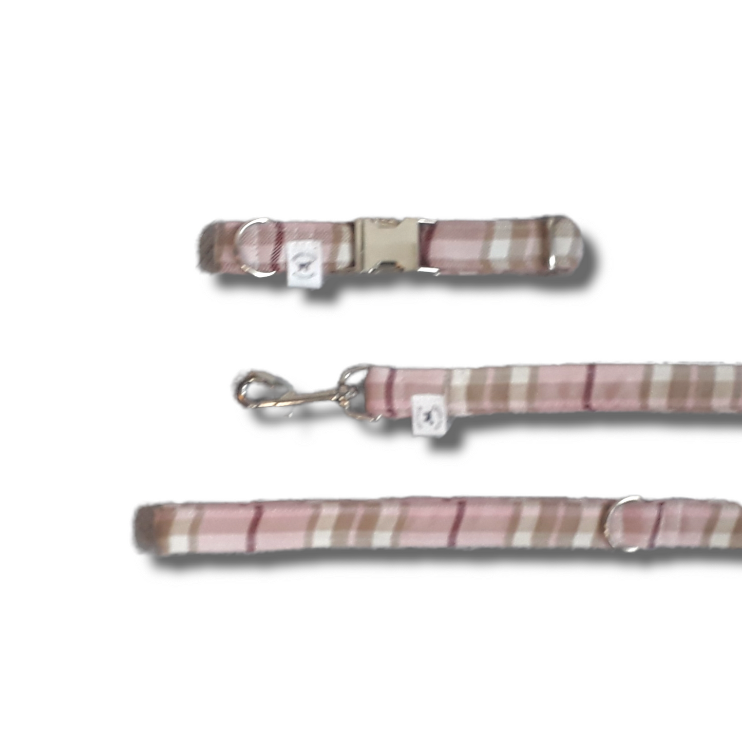 Pink tartan dog Lead/collar