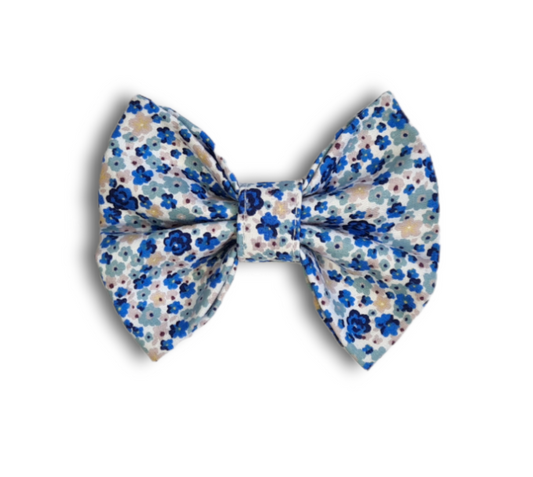 Blue Ditsy Print Dog Bow Tie