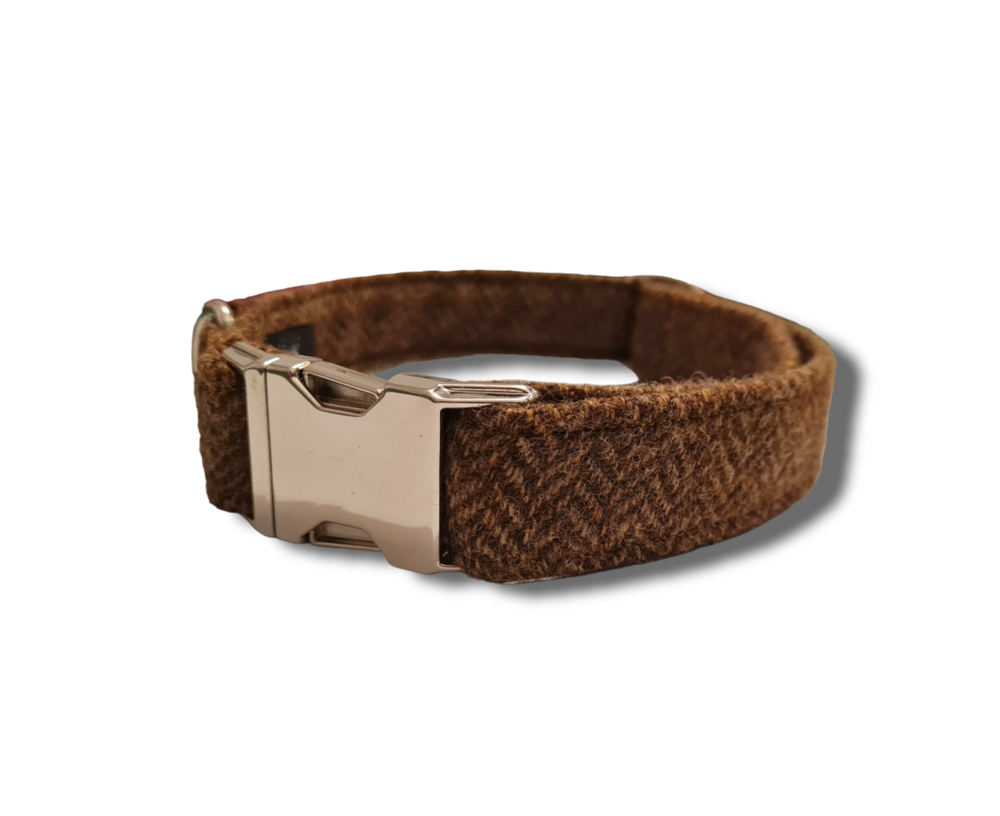 Brown Wool Herringbone Dog Collar