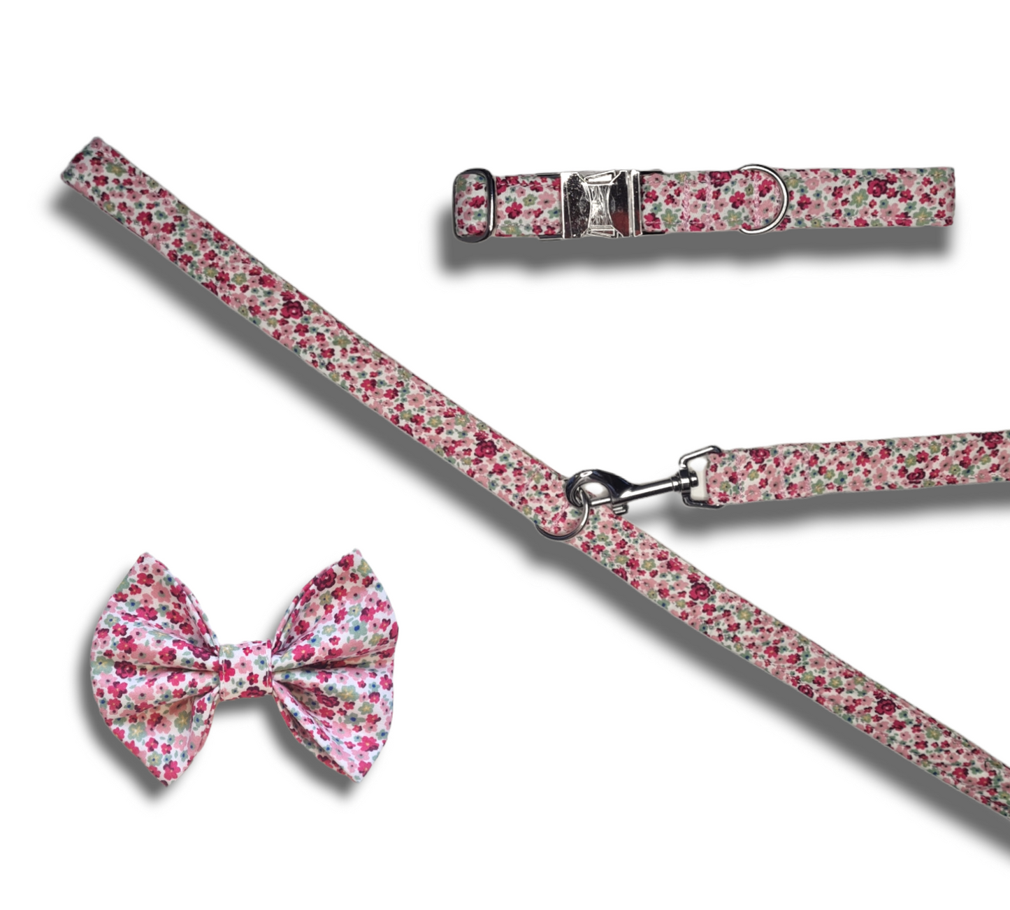 Pink Ditsy Print Dog Bow Tie