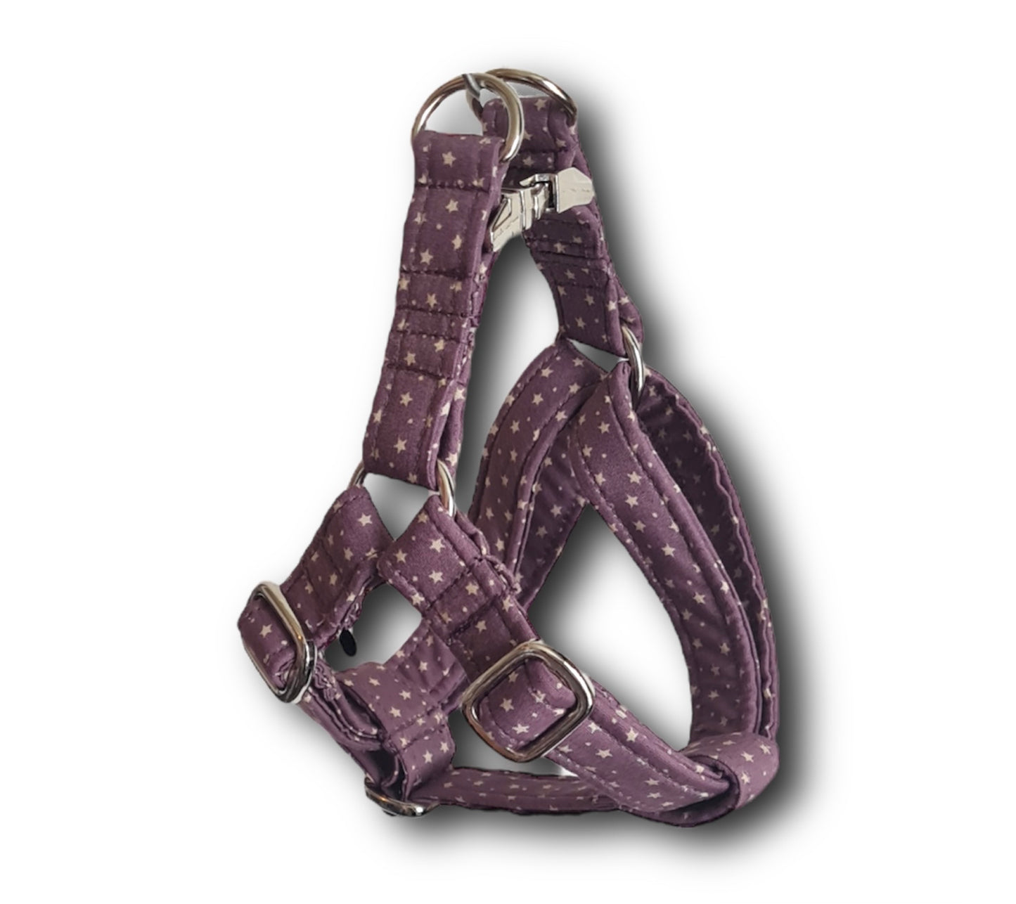 Adjustable step in dog harness - stars & dots