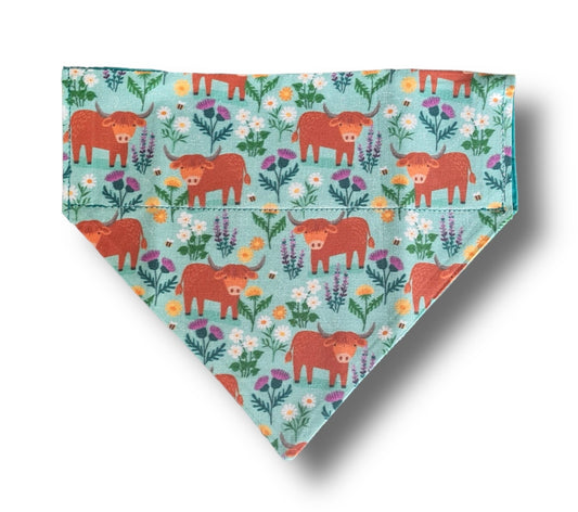 Highland cow and thistles dog bandana