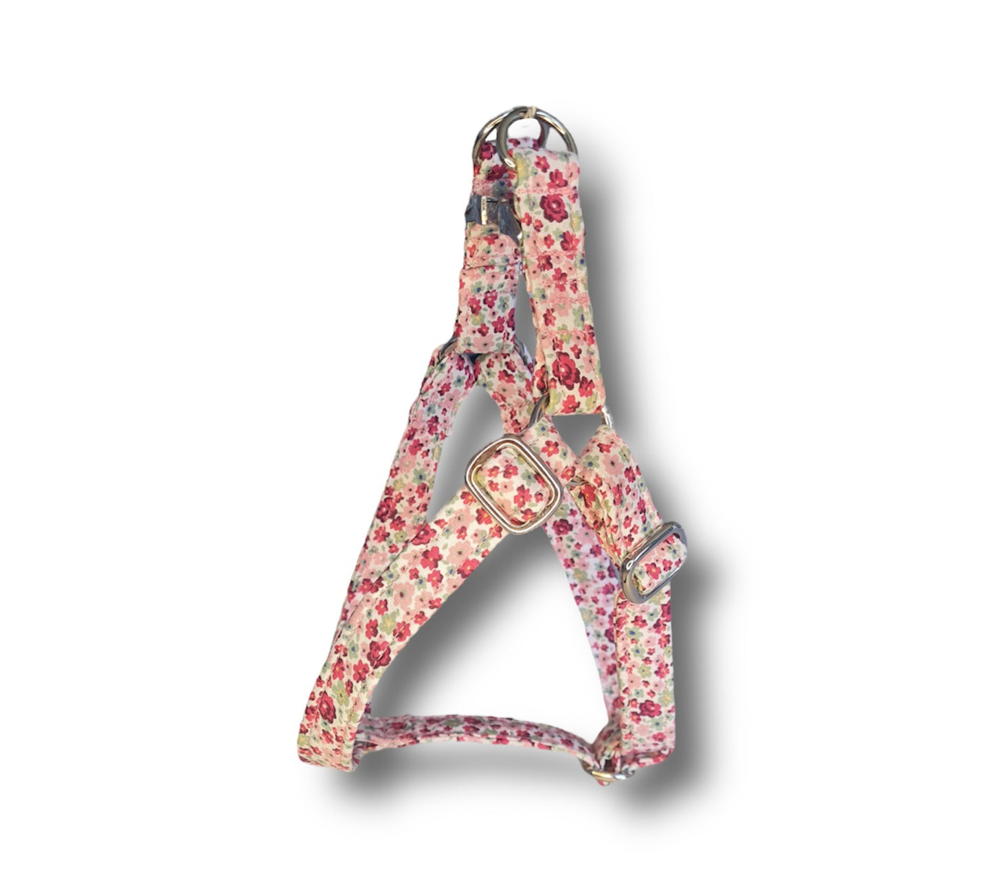 Adjustable step in dog harness - Pink ditsy