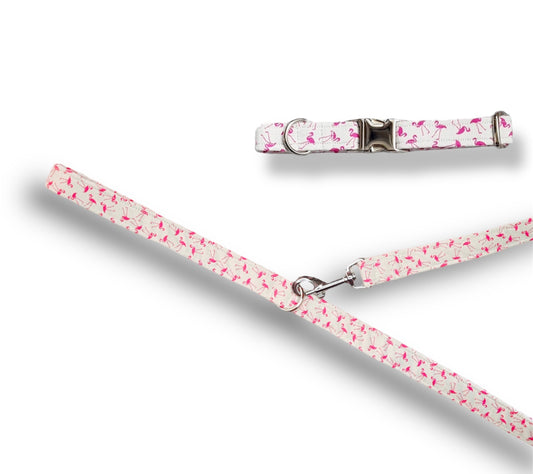 Pink flamingos dog Collar/Lead