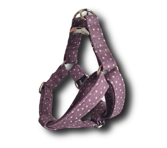 Adjustable step in dog harness - stars & dots
