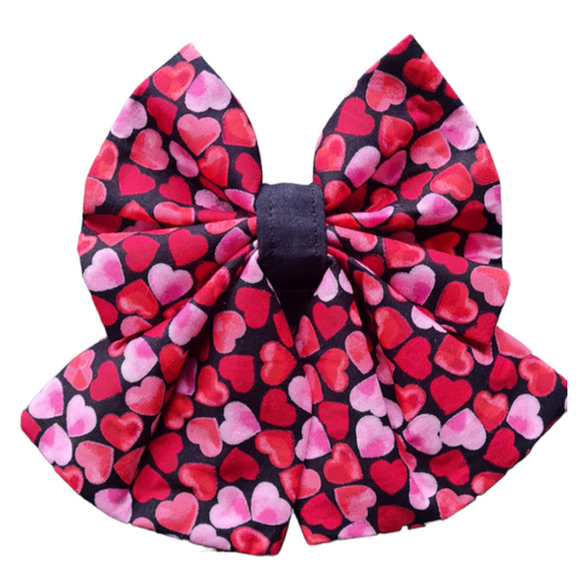 Red and Pink Love Heart Valentines Dog Bow Tie and Sailor Bow