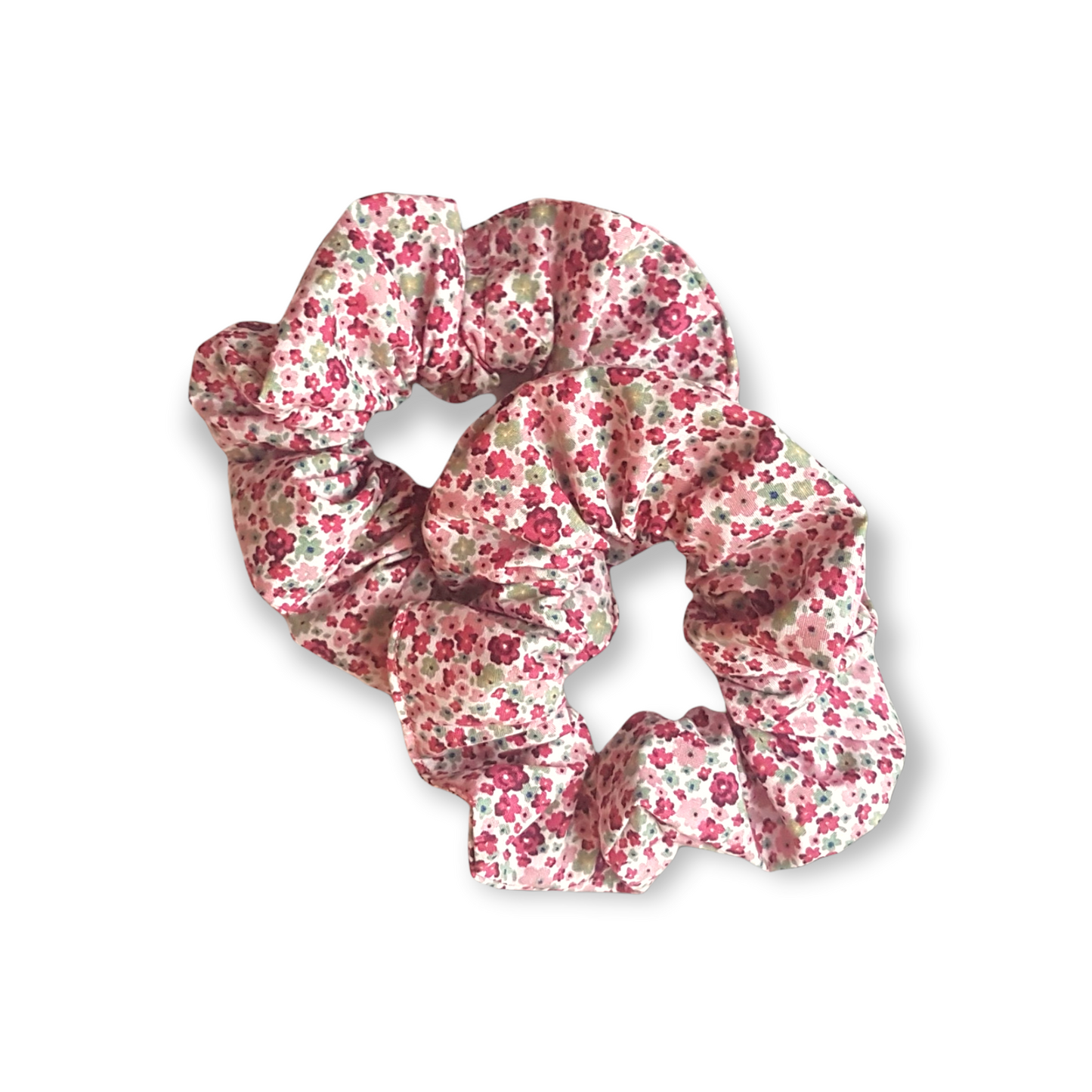 Pink ditsy scrunchies