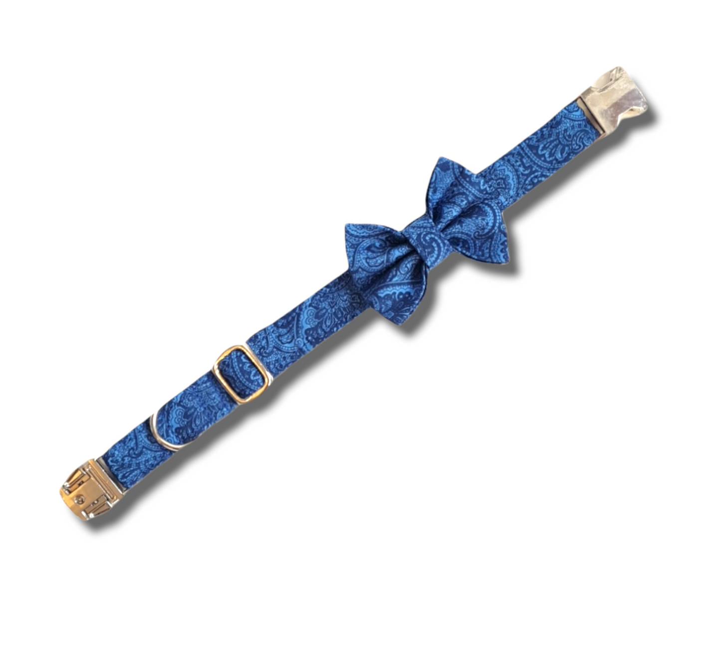 Blue paisley Dog Bow Tie