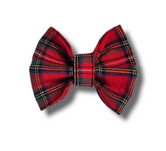 Red and Black Tartan Dog Bow Tie