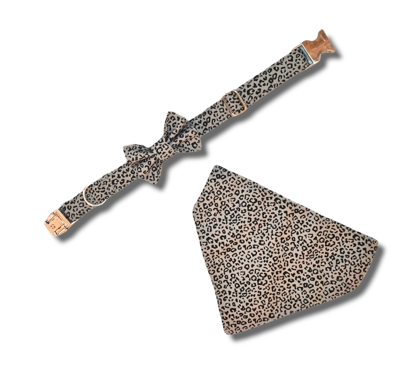 Silver Leopard Print Dog Bow Tie