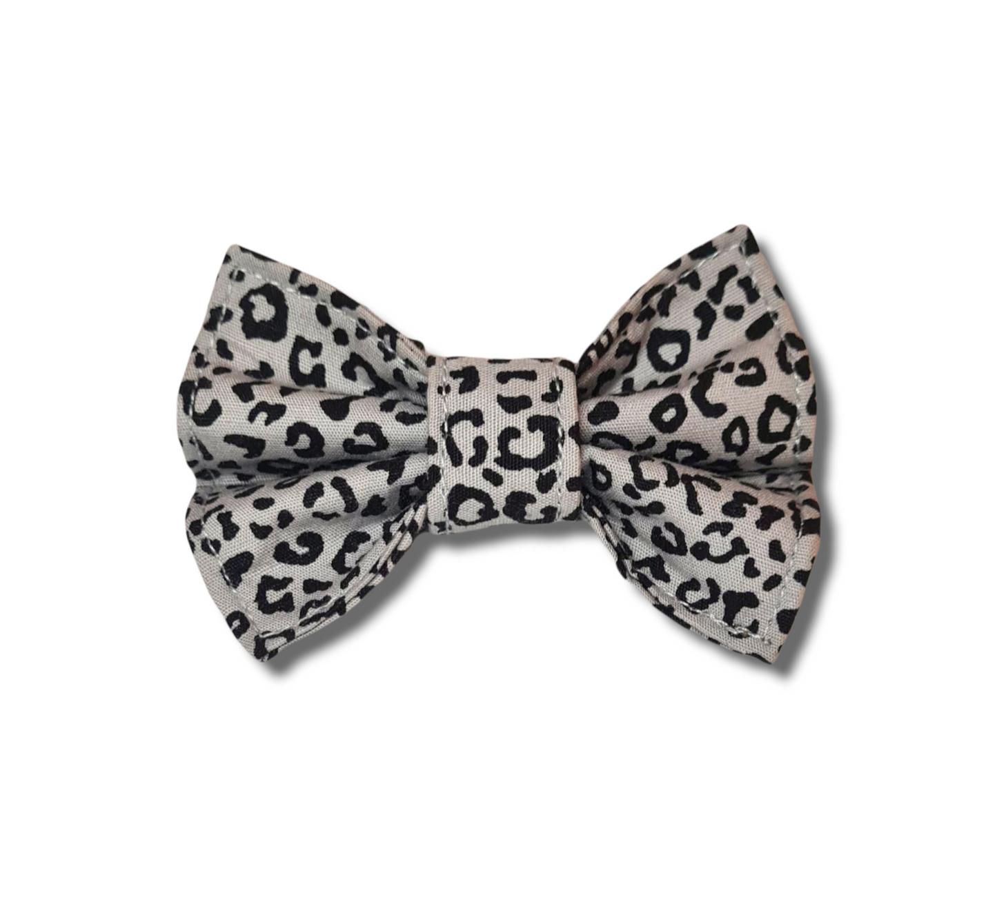 Silver Leopard Print Dog Bow Tie