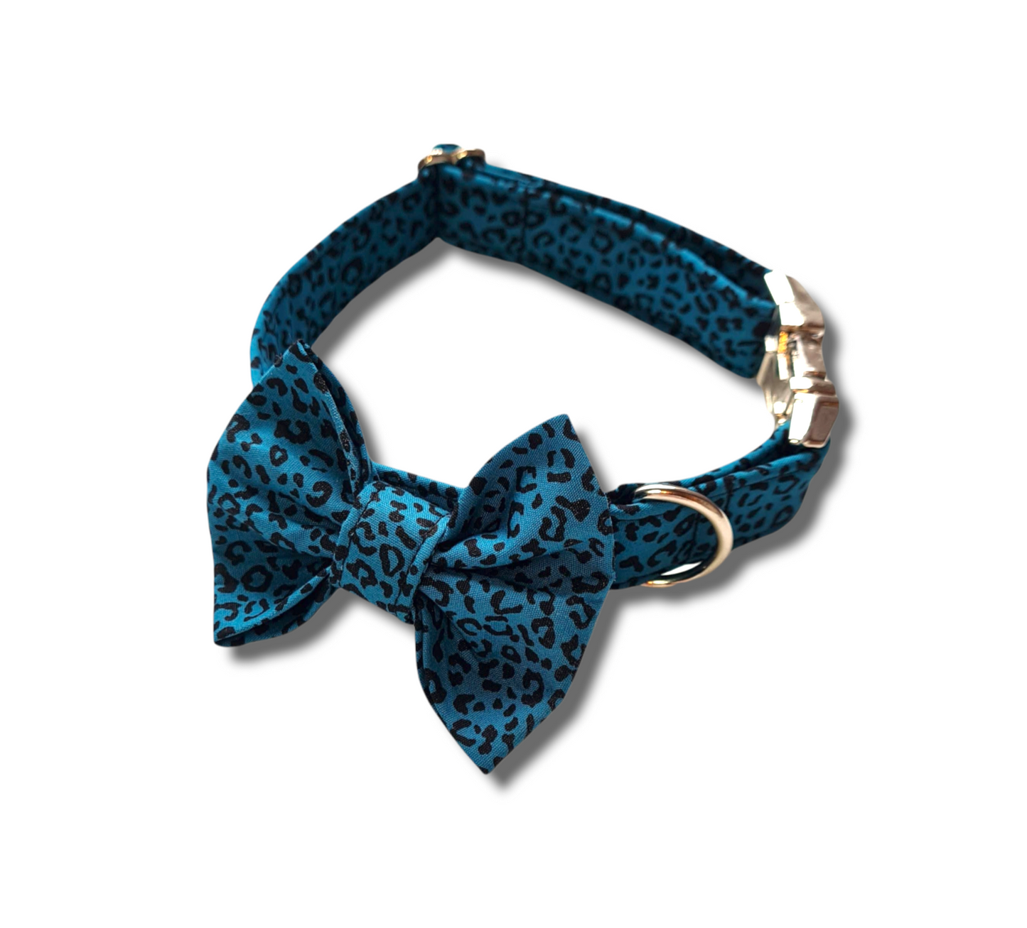 Blue Leopard Print Dog Bow Tie