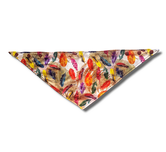 Feather print clip on dog bandana