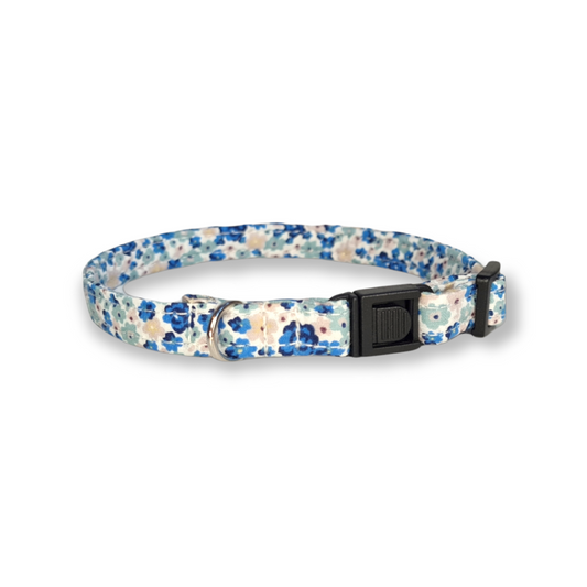 Cat collar blue floral ditsy print