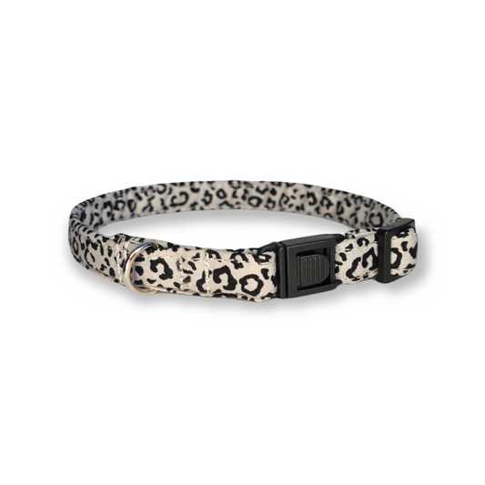 Cat collar silver leopard print