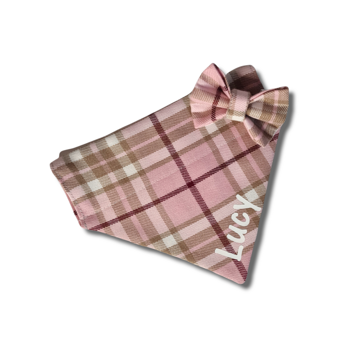 Pink Tartan Dog Bow Tie