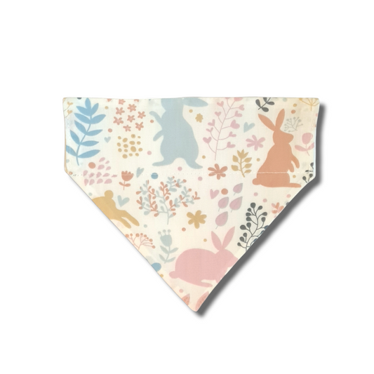 Easter, spring dog bandana with rabbits and flowers