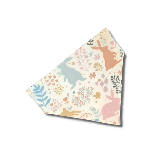 Easter, spring dog bandana with rabbits and flowers