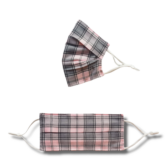 Pink tartan/plaid face mask