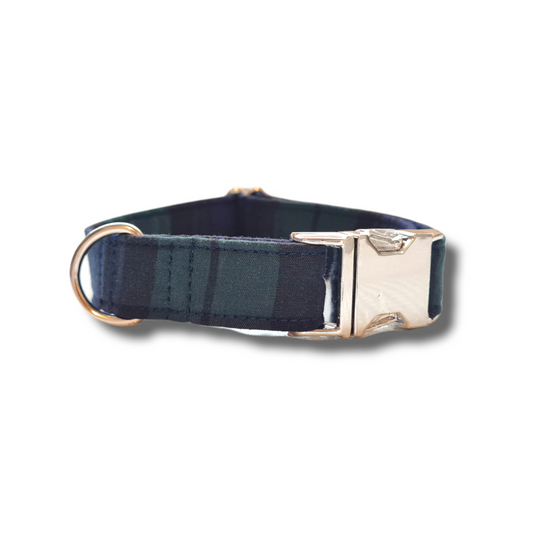 Blue/green tartan Dog collar