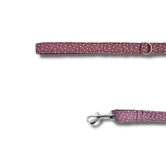 Small star and dots print dog lead, tiny stars