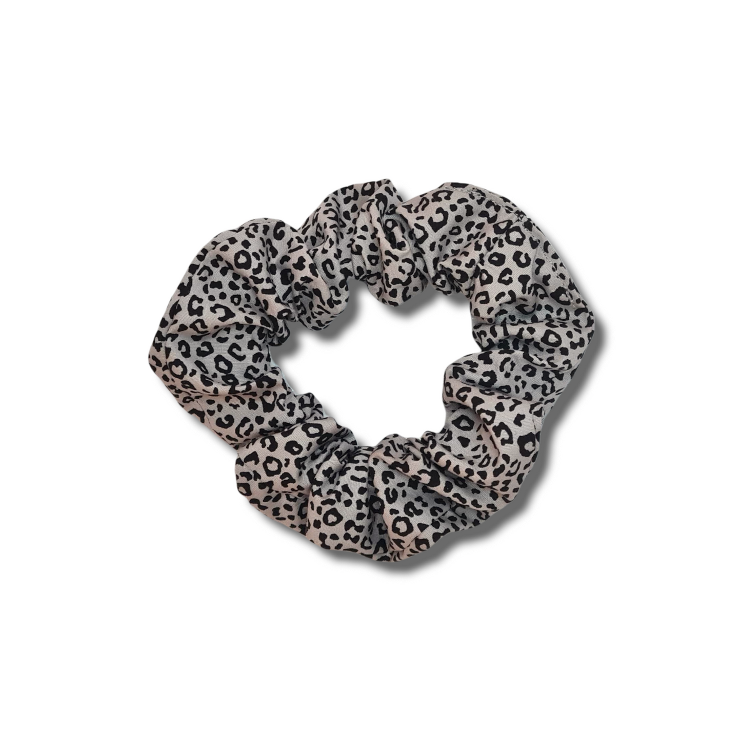 Silver leopard print scrunchies