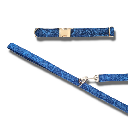 Blue paisley dog Collar/Lead
